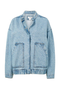 Relaxed Denim Bomber Jacket - Mid Blue - Sare StoreCeres LifeJacket