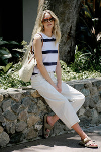 Relaxed Sleeveless Tee - White/New Navy Bold Stripe - Sare StoreCeres LifeTee