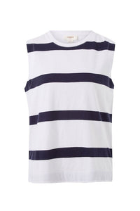 Relaxed Sleeveless Tee - White/New Navy Bold Stripe - Sare StoreCeres LifeTee