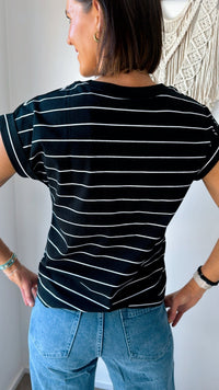Rhodes Tee - Black with White Stripe - Sare StoreLittle LiesT-shirt