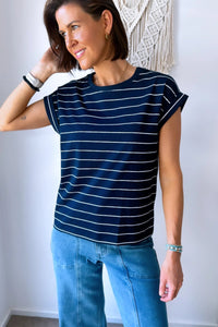 Rhodes Tee - Navy with White Stripe - Sare StoreLittle LiesT-shirt