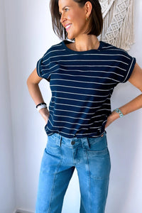 Rhodes Tee - Navy with White Stripe - Sare StoreLittle LiesT-shirt