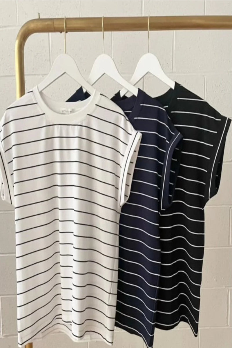 Rhodes Tee - White with Black Stripe - Sare StoreLittle LiesT-shirt