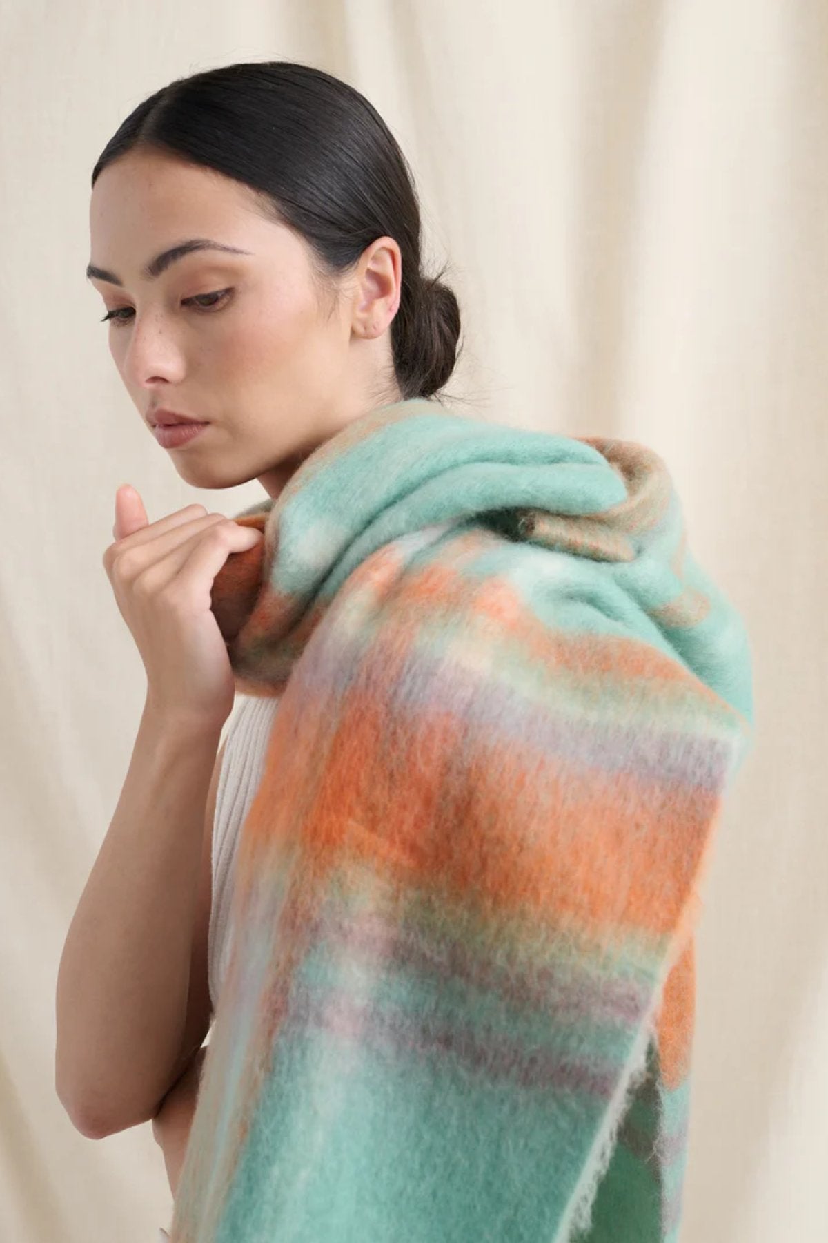 Samantha Pastel Plaid Fluffy Scarf - Sare StoreAngels WhisperScarf