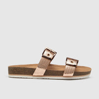 Sandy III Rose Gold Lizard Emboss Sandals - Sare StoreFrankie 4Shoes