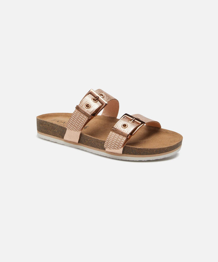 Sandy III Rose Gold Lizard Emboss Sandals - Sare StoreFrankie 4Shoes