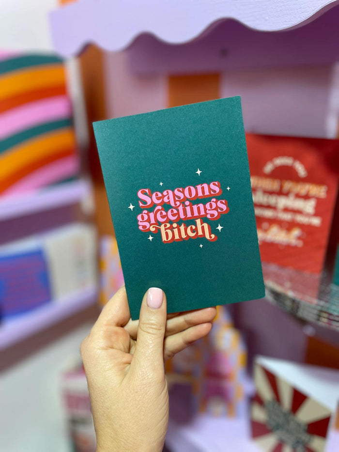 Seasons Greetings bitch - Christmas Card Turquoise - Sare StoreBad on PaperGreeting Cards