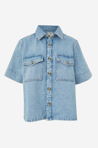 Short Sleeve Boxy Shirt - Vintage Blue Denim - Sare StoreCeres LifeShirt