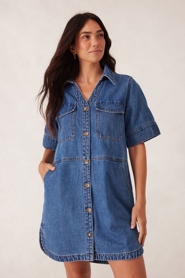 Side Pocket Boxy Dress - Fresh Indigo - Sare StoreCeres LifeDress