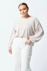 Sierra Balloon Sleeve Top - Beige / White Stripe - BFF - Sare StoreApero LabelTops