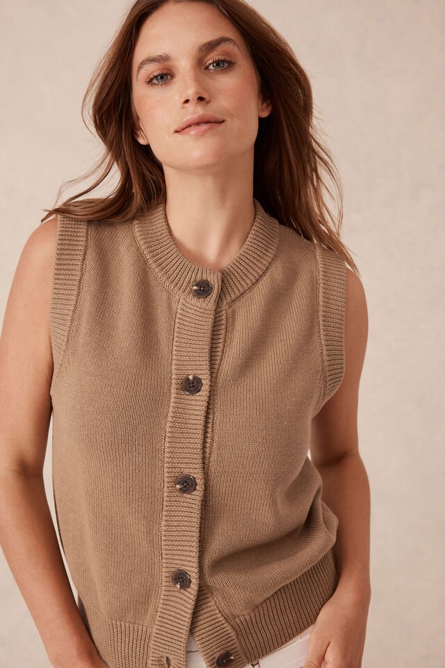 Sleeveless Knit Cardi - Summer Taupe - Sare StoreCeres LifeVest