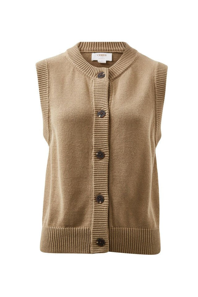 Sleeveless Knit Cardi - Summer Taupe - Sare StoreCeres LifeVest