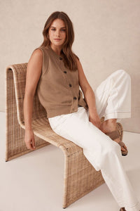 Sleeveless Knit Cardi - Summer Taupe - Sare StoreCeres LifeVest