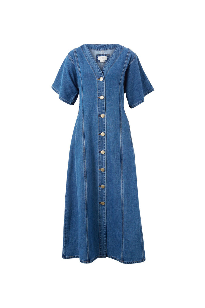 Sleeveless Panelled Midi Shirt Dress - Fresh Indigo - Sare StoreCeres LifeMidi Dress