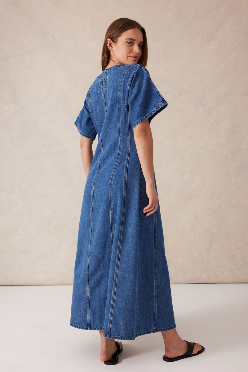 Sleeveless Panelled Midi Shirt Dress - Fresh Indigo - Sare StoreCeres LifeMidi Dress