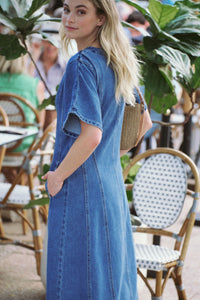 Sleeveless Panelled Midi Shirt Dress - Fresh Indigo - Sare StoreCeres LifeMidi Dress