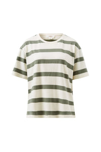 Slouchy Split Hem Tee - Eggshell/moss green bold stripe - Sare StoreCeres LifeTshirt