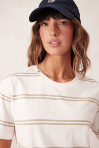 Slouchy Split Hem Tee - Vanilla/matcha double stripe - Sare StoreCeres LifeTshirt