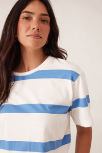 Slouchy Split Hem Tee - Vanilla/Pool Blue Bold Stripe - Sare StoreCeres LifeTee