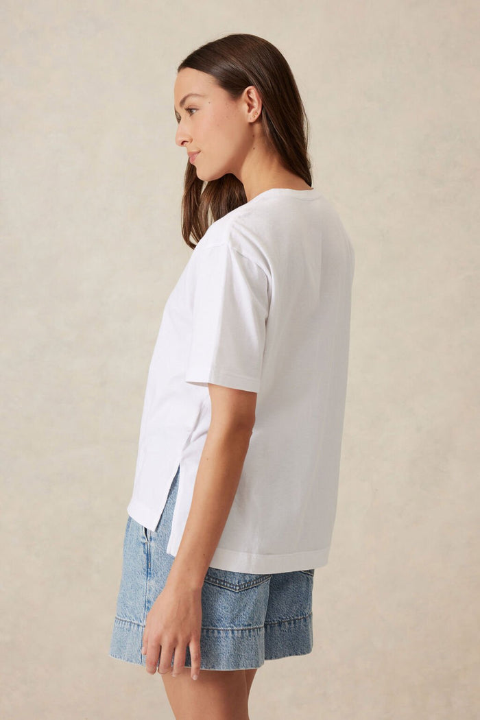 Slouchy Split Hem Tee/White/Rope - Sare StoreCeres LifeTee