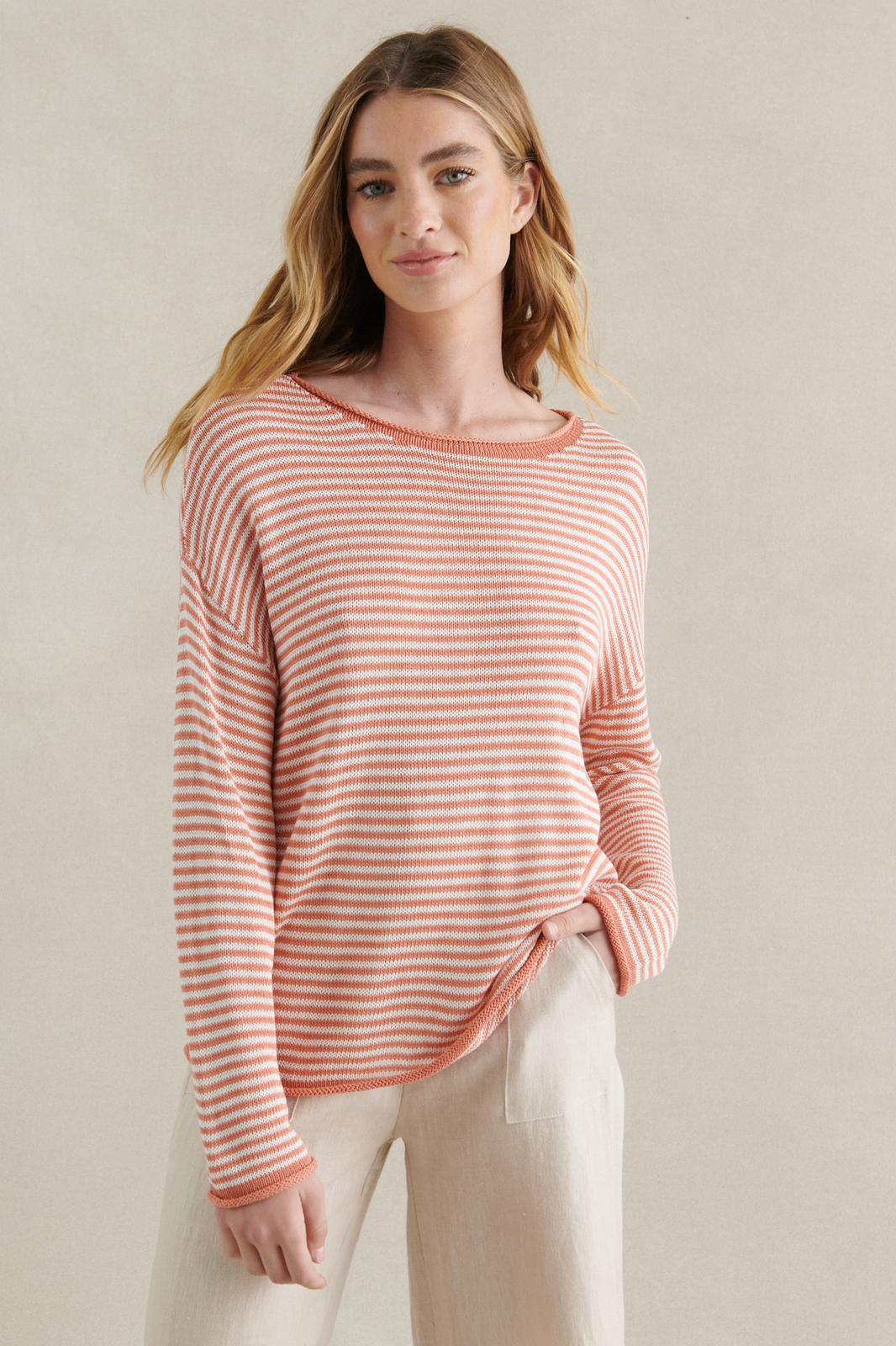 Spring Stripe Knit - Peach - Sare StoreLittle LiesKnit