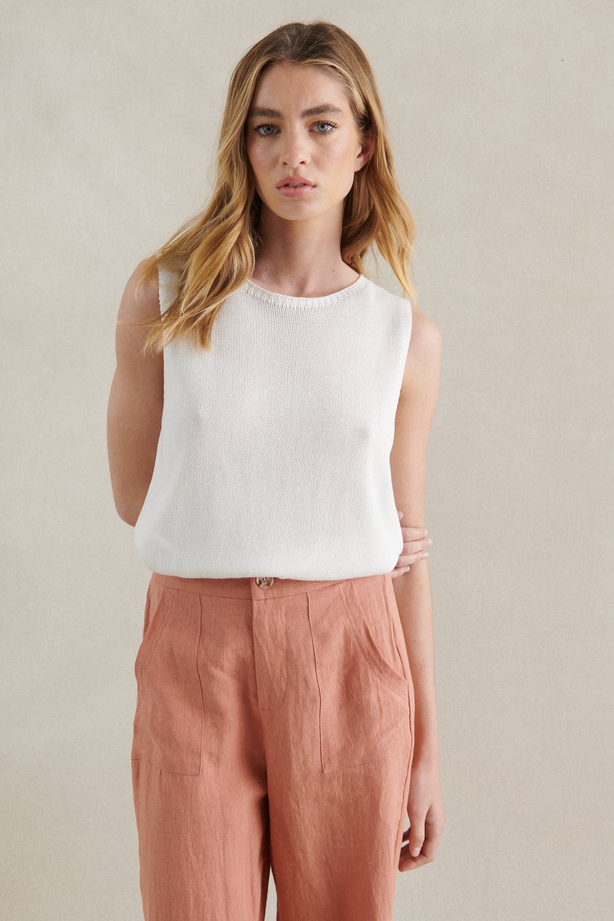 Spring Tank - White Cream - Sare StoreLittle LiesKnit