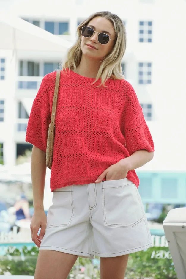 Square Knit Boxy Tee - Heritage Red - Sare StoreCeres LifeTee