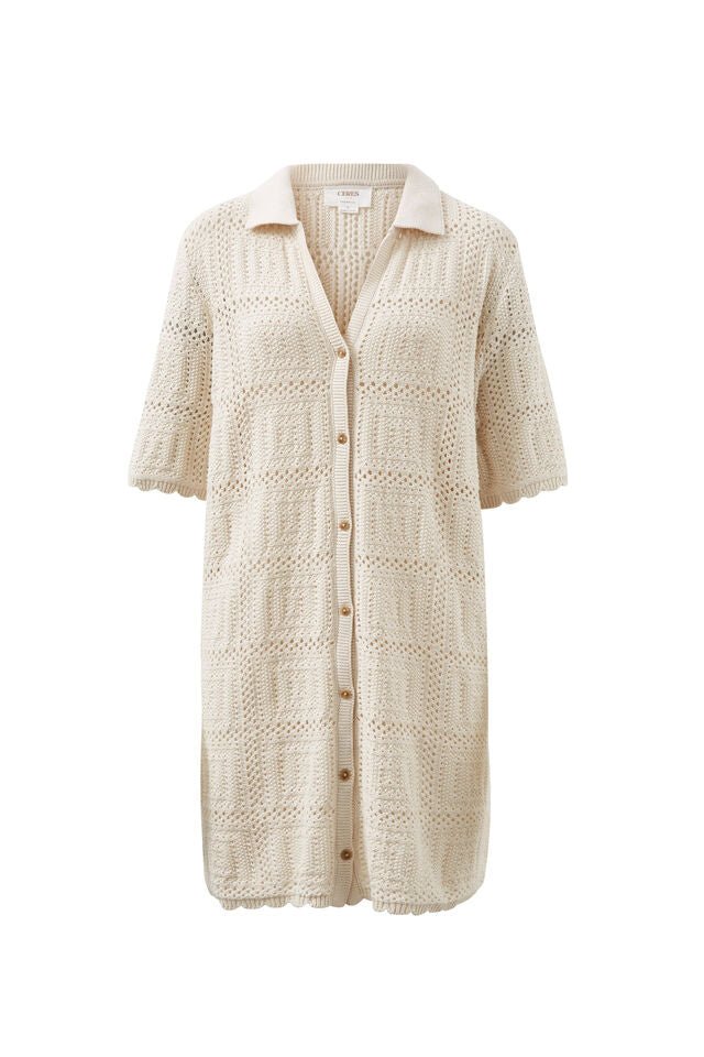 Square Knit Mini Dress/Ecru - Sare StoreCeres LifeDress