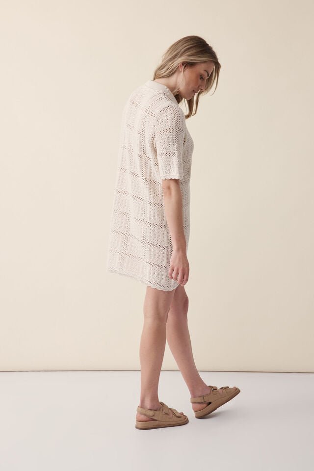 Square Knit Mini Dress/Ecru - Sare StoreCeres LifeDress