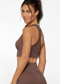 Tempo Speed Ribbed Seamless Sports Bra - Washed Chocolate - Sare StoreLorna JaneBra