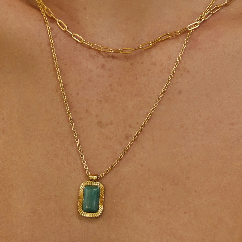 Teo Gold Necklace - Emerald - Sare StoreArms Of EveJewellery