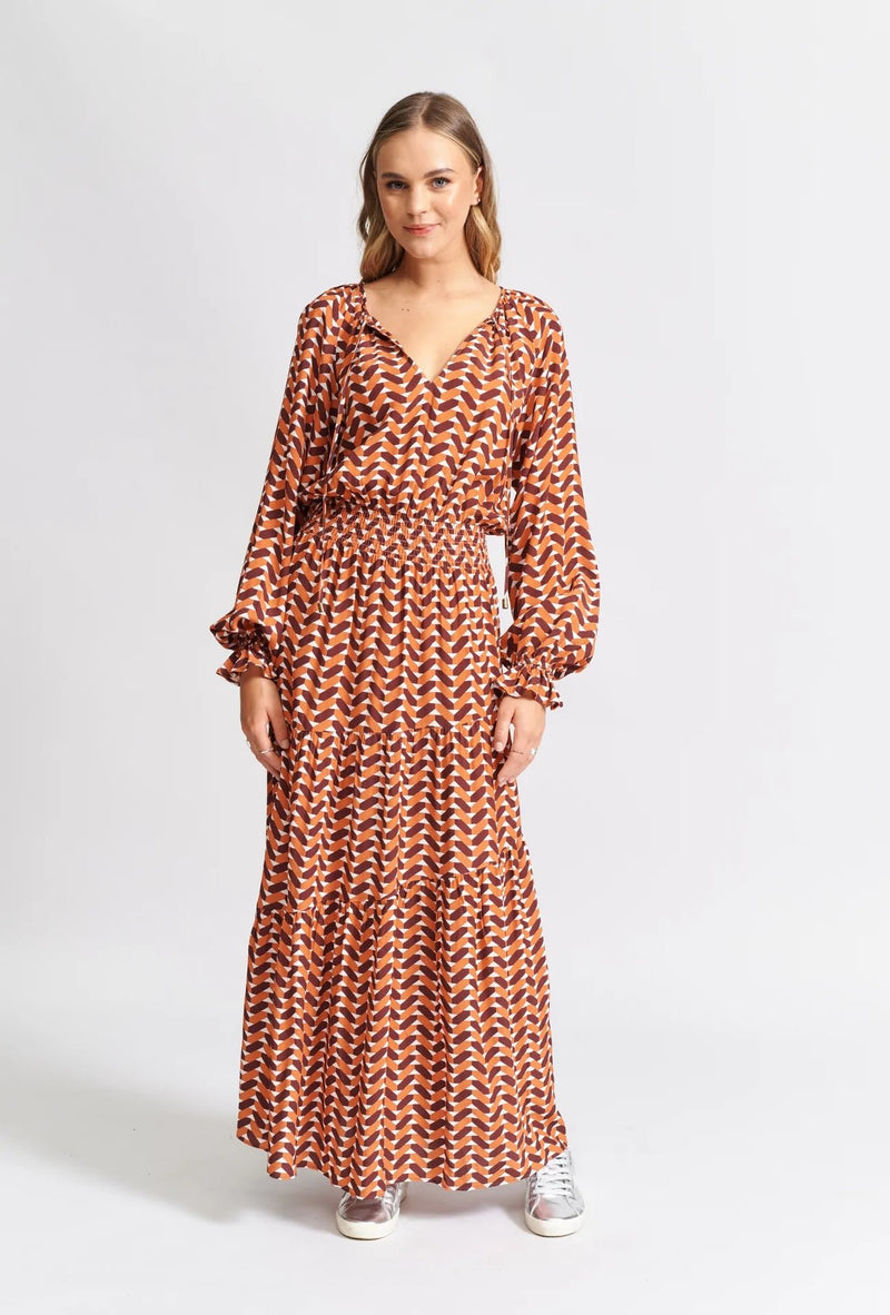 The Tiered Maxi Dress - Burgundy Wicker Print - Sare StoreWe are the othersDress