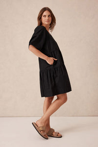 Tiered Poplin Mini Dress - Black - Sare StoreCeres LifeMini Dress