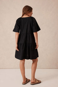 Tiered Poplin Mini Dress - Black - Sare StoreCeres LifeMini Dress