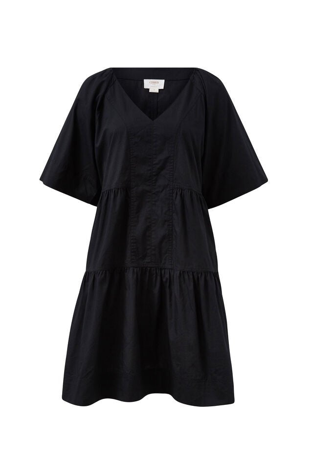 Tiered Poplin Mini Dress - Black - Sare StoreCeres LifeMini Dress