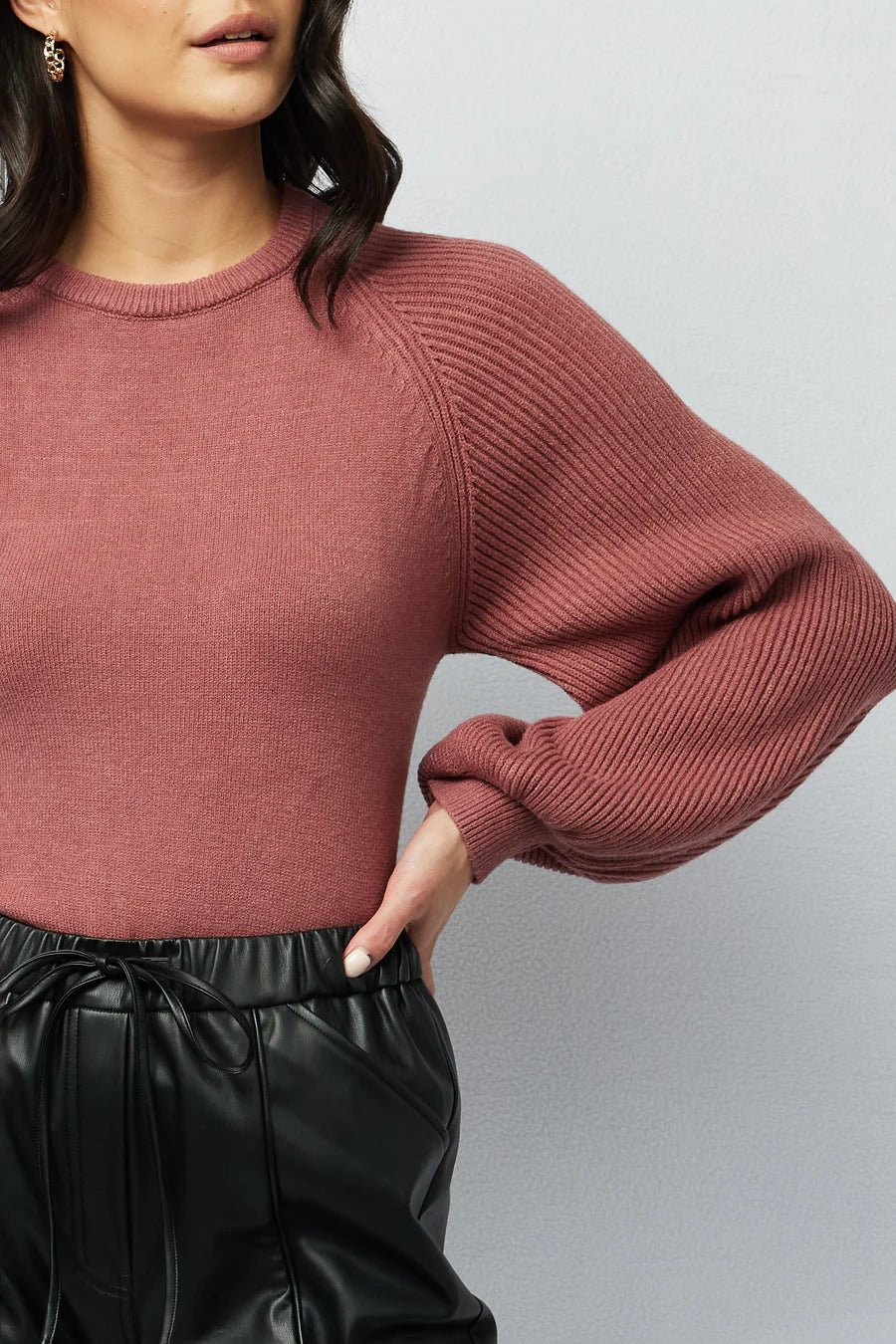 Valerie Balloon Sleeve Knit Top - Burnt Rose - Sare StoreApero LabelKnit