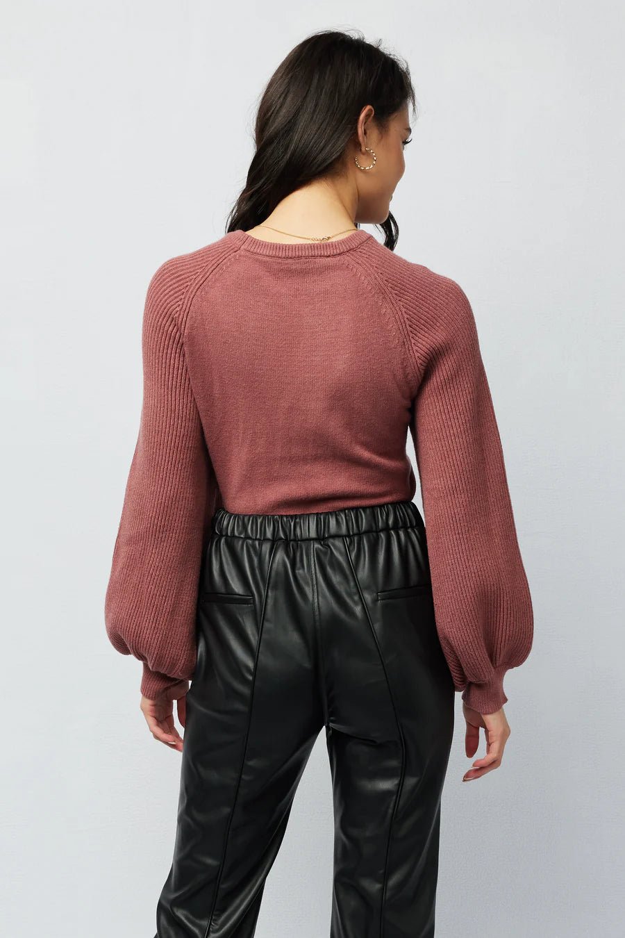 Valerie Balloon Sleeve Knit Top - Burnt Rose - Sare StoreApero LabelKnit