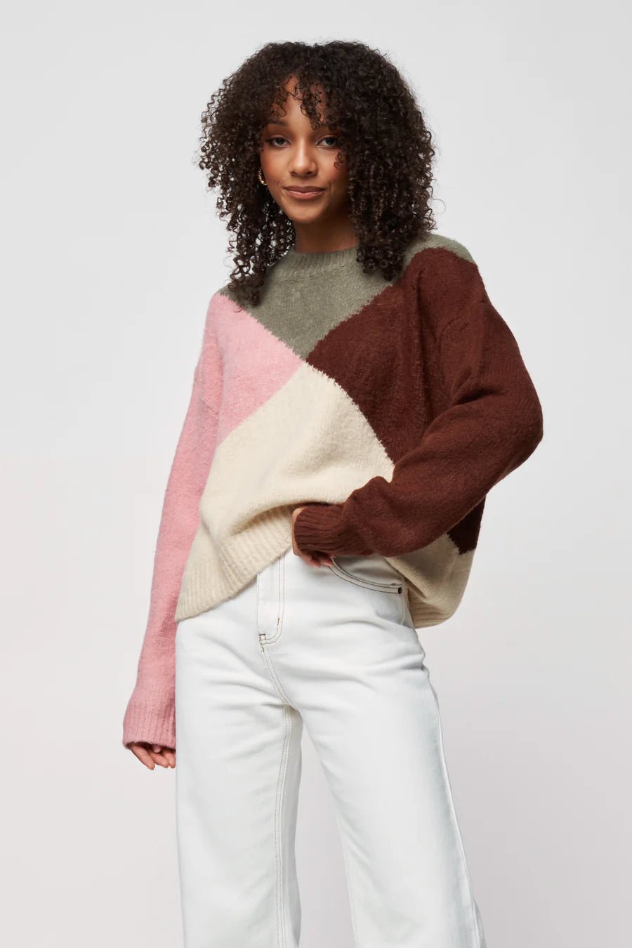 Vivienne Knit Jumper - Cream/Green/Pink/Brown - Sare StoreApero LabelKnit