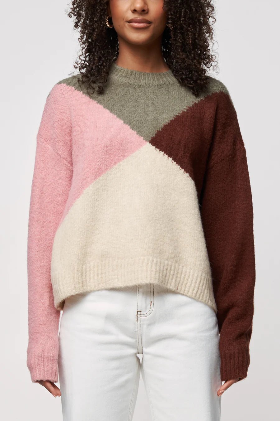 Vivienne Knit Jumper - Cream/Green/Pink/Brown - Sare StoreApero LabelKnit