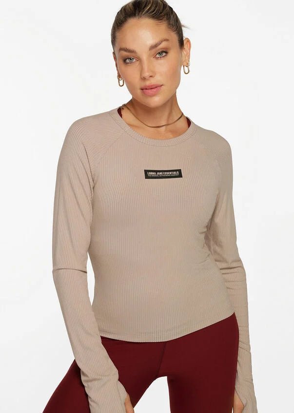 Warm Up Rib Long Sleeve Top - Off White - Sare StoreLorna Janeactivewear