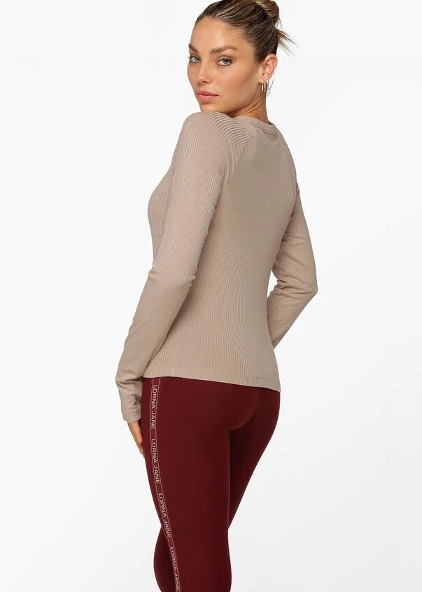 Warm Up Rib Long Sleeve Top - Off White - Sare StoreLorna Janeactivewear