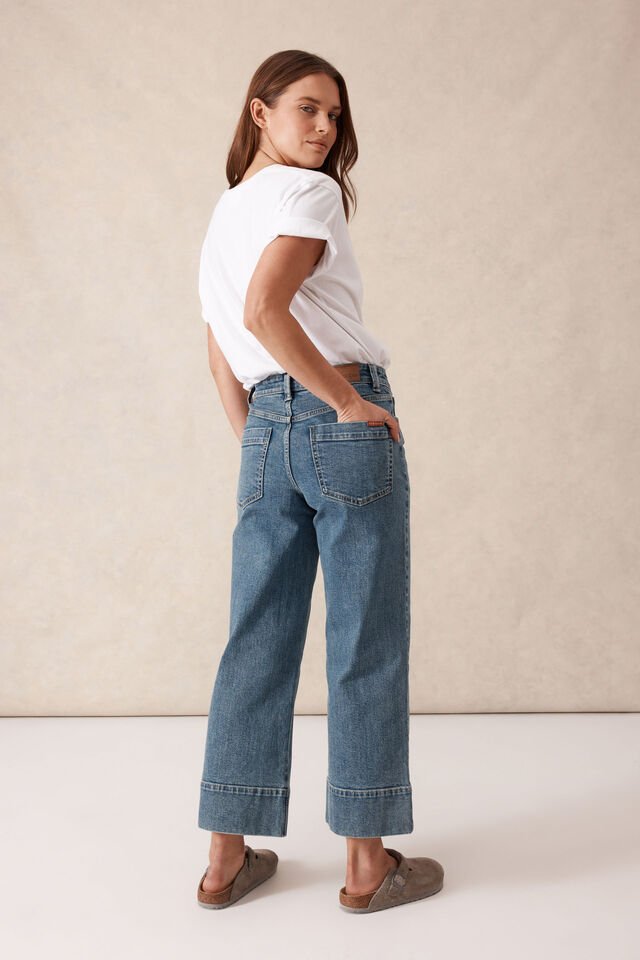 Wide Leg Crop Jean - Mid Indigo - Sare StoreCeres LifePants