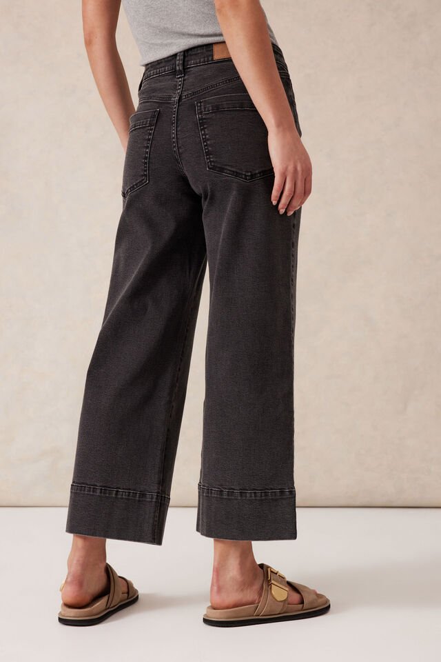 Wide Leg Crop Jean - Washed Black - Sare StoreCeres LifePants