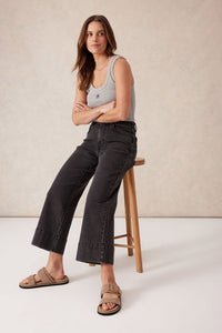 Wide Leg Crop Jean - Washed Black - Sare StoreCeres LifePants