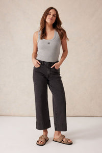 Wide Leg Crop Jean - Washed Black - Sare StoreCeres LifePants