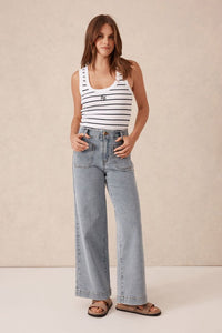 Wide Leg Front Pocket Jean - Vintage Blue - Sare StoreCeres LifeJeans