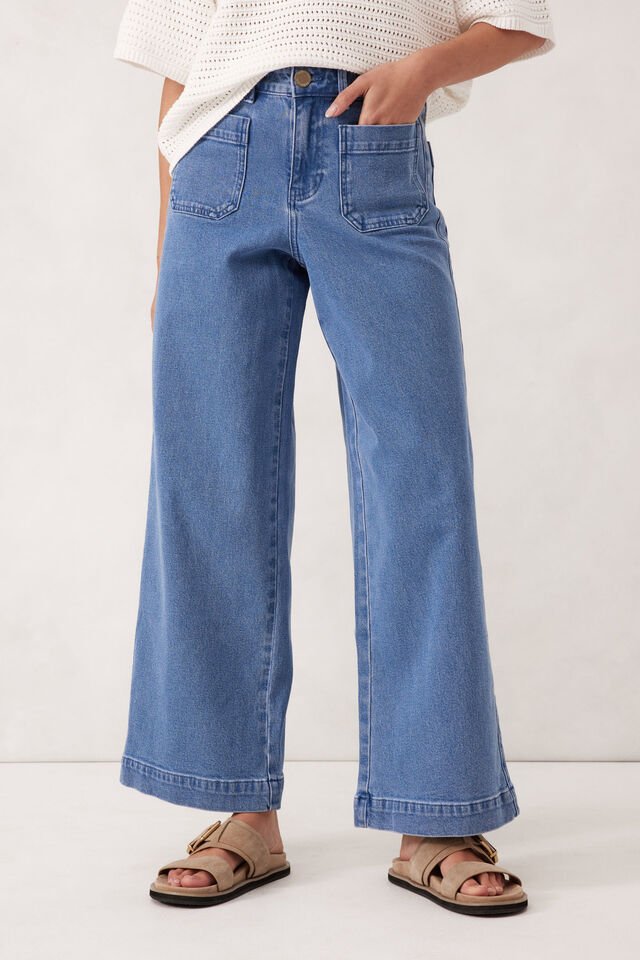 Wide Leg Patch Pocket Jean - Washed Indigo - Sare StoreCeres LifePants