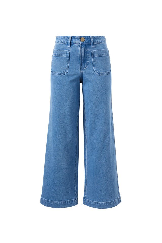 Wide Leg Patch Pocket Jean - Washed Indigo - Sare StoreCeres LifePants