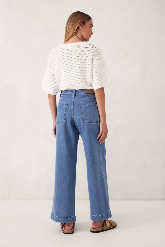 Wide Leg Patch Pocket Jean - Washed Indigo - Sare StoreCeres LifePants