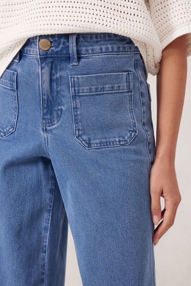 Wide Leg Patch Pocket Jean - Washed Indigo - Sare StoreCeres LifePants